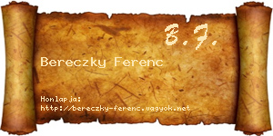 Bereczky Ferenc névjegykártya